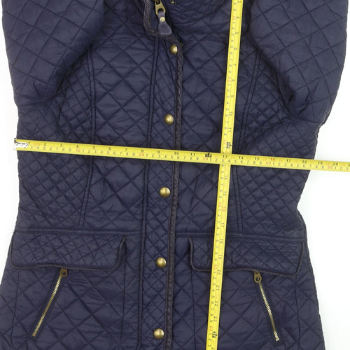 Joules Women Blue Quilted Mid-Length Regular Fit Jacket Size 14
