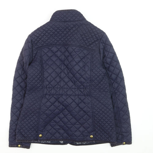Joules Women Blue Quilted Mid-Length Regular Fit Jacket Size 14
