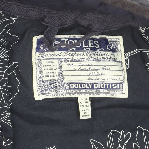 Joules Women Blue Quilted Mid-Length Regular Fit Jacket Size 14
