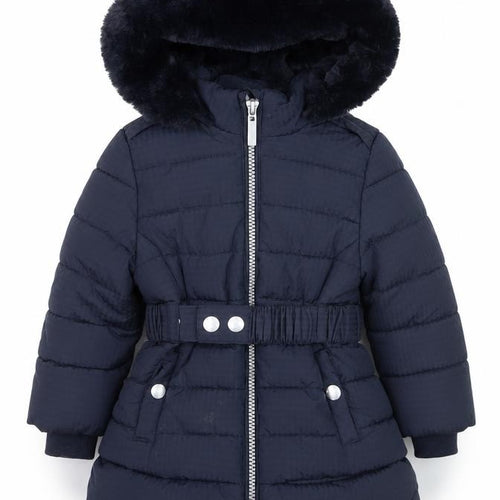 Maine New England Girls Blue Hooded Puffer Coat 12-18 Months Winter Warm Jacket