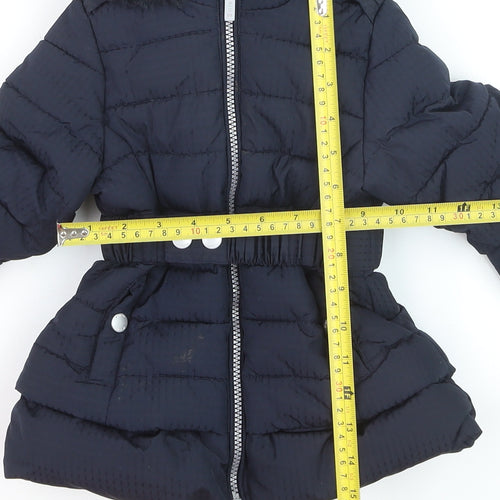 Maine New England Girls Blue Hooded Puffer Coat 12-18 Months Winter Warm Jacket