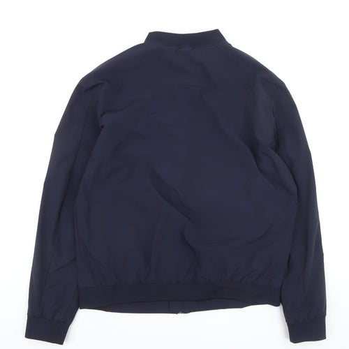 Zara Men Navy Blue Bomber Jacket XL Nylon Zip Pockets Casual