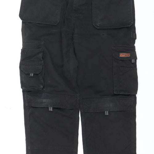 Wright Fits Men's Black Cargo Workwear Trousers 34W 31L Polyester Cotton