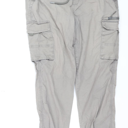 Denim Co Men Beige Cargo Trousers L Relaxed Fit Jogger Style