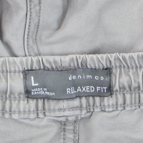 Denim Co Men Beige Cargo Trousers L Relaxed Fit Jogger Style
