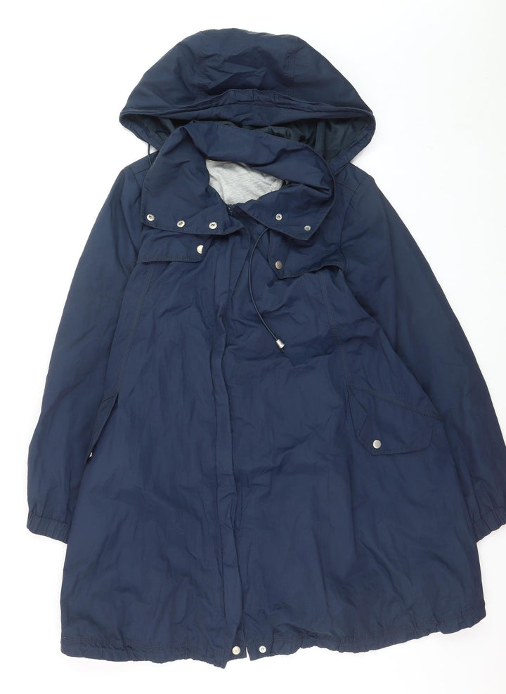 Marks and Spencer Women's Blue Hooded Parka Coat Size 10
