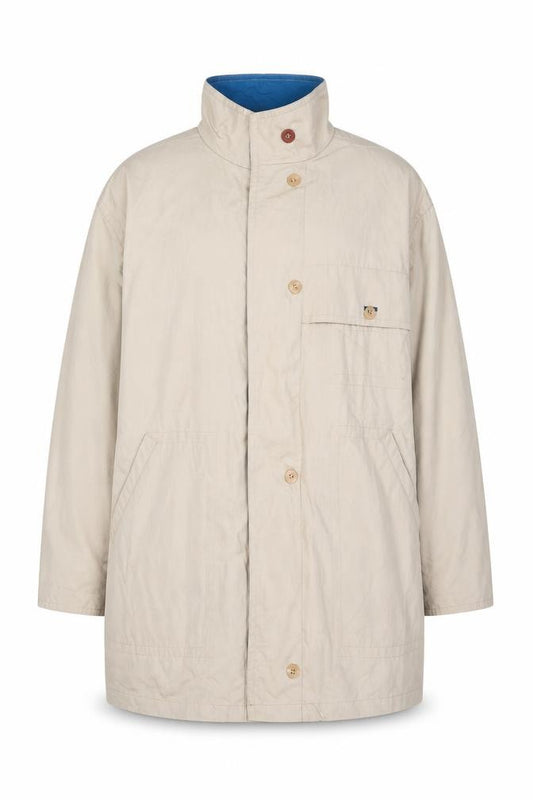 Front view of London Fog Women's Beige Mid-Length Rain Coat L Lightweight Classic