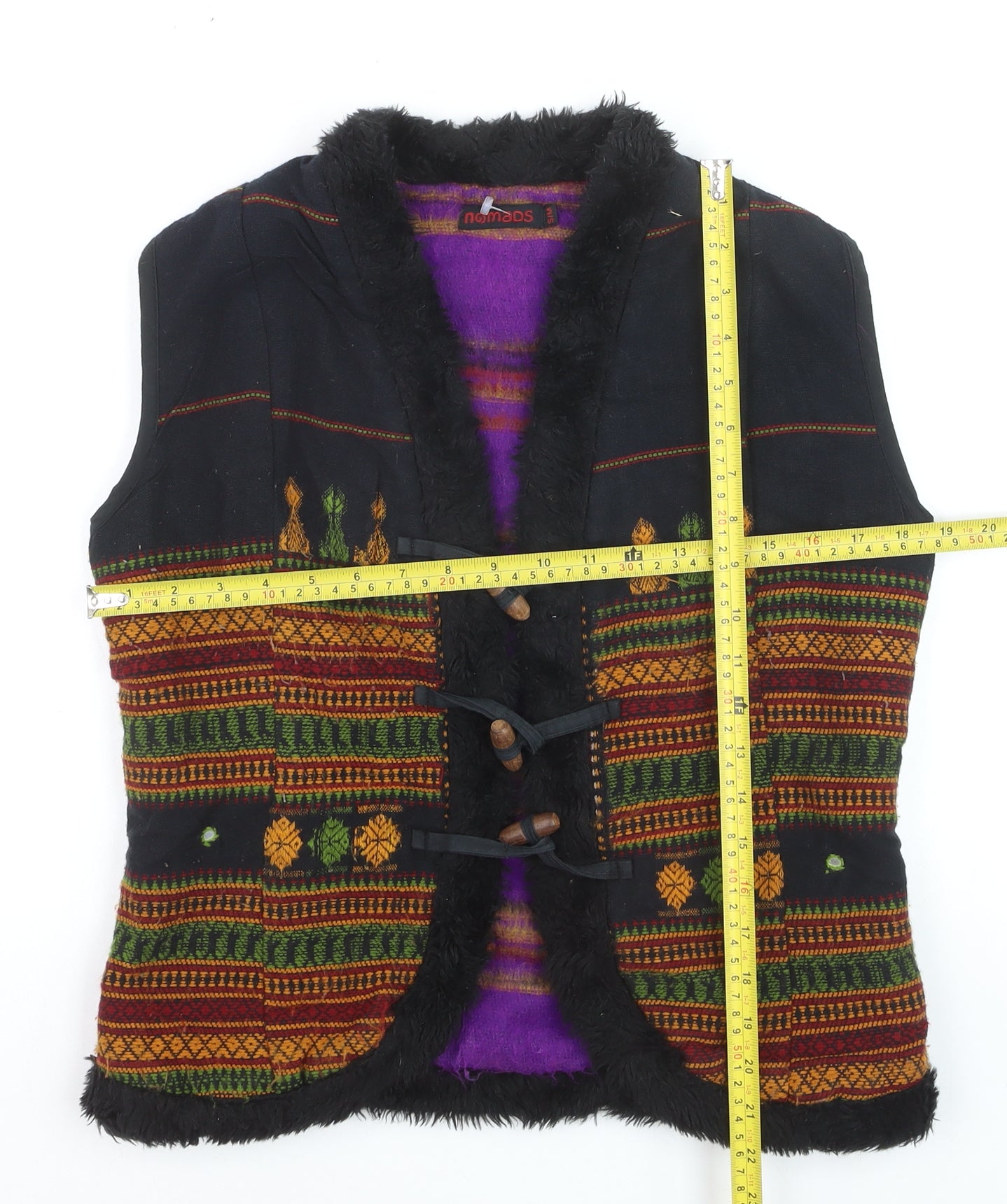 Nomads Women's Multicoloured Bohemian Embroidered Waistcoat Size S
