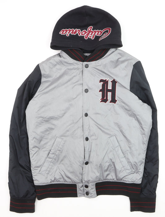 Hollister Men’s Grey Varsity Jacket M Hooded California Style