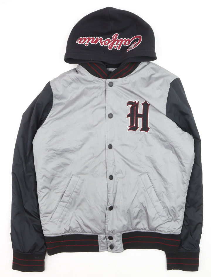 Hollister Men’s Grey Varsity Jacket M Hooded California Style