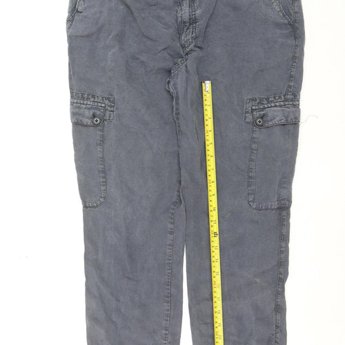 GANT Men Grey Cargo Trousers Size 16 Lightweight Linen Blend