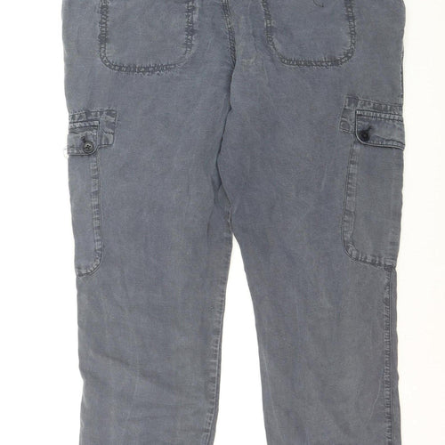 GANT Men Grey Cargo Trousers Size 16 Lightweight Linen Blend
