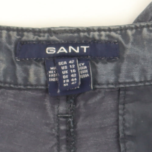 GANT Men Grey Cargo Trousers Size 16 Lightweight Linen Blend