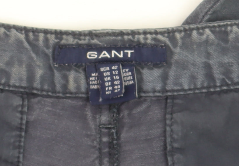 GANT Men Grey Cargo Trousers Size 16 Lightweight Linen Blend