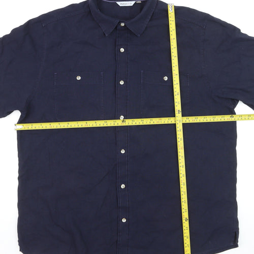 Rohan Men's Blue Linen Blend Short Sleeve Button-Up Shirt XL
