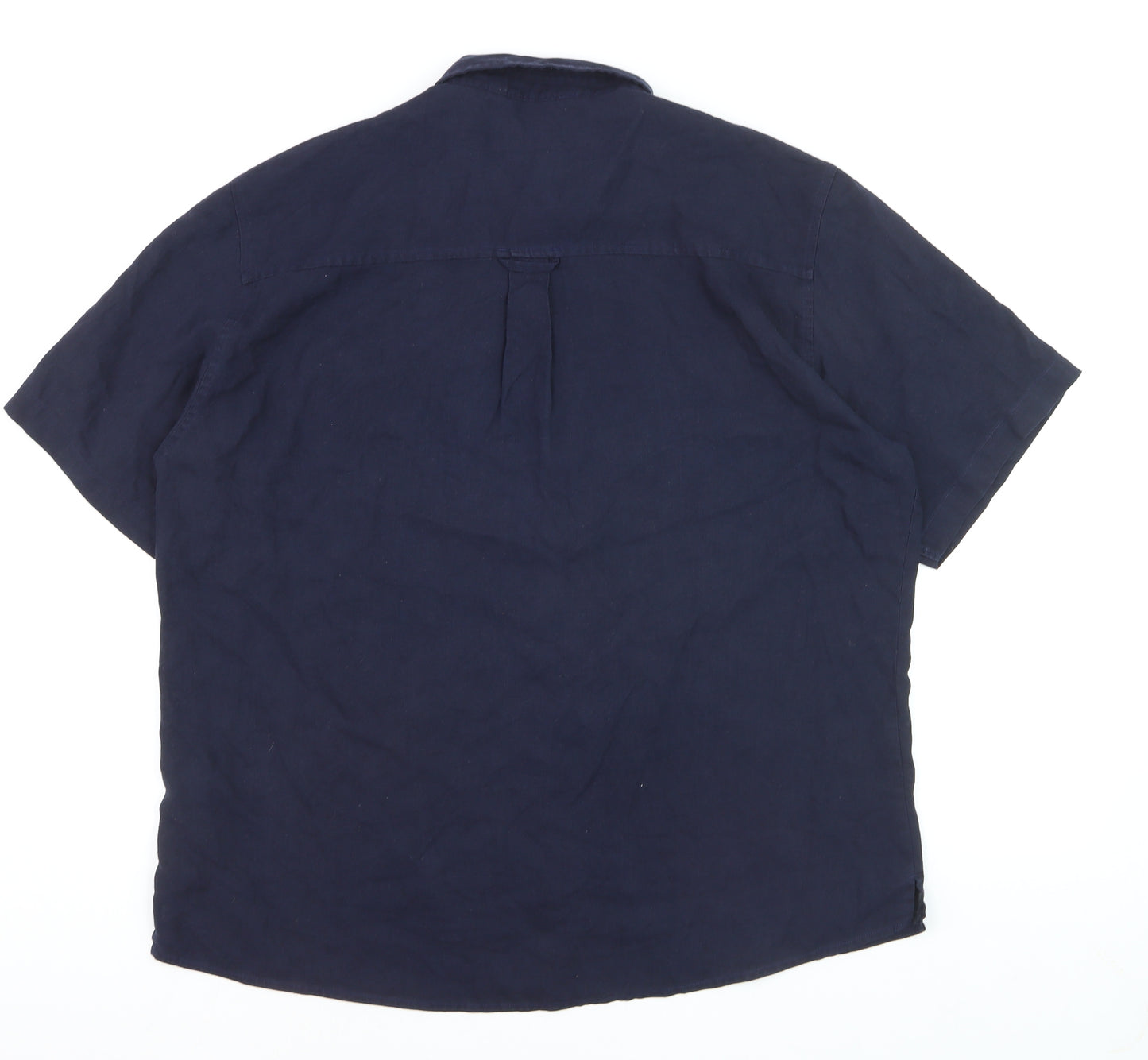 Rohan Men's Blue Linen Blend Short Sleeve Button-Up Shirt XL