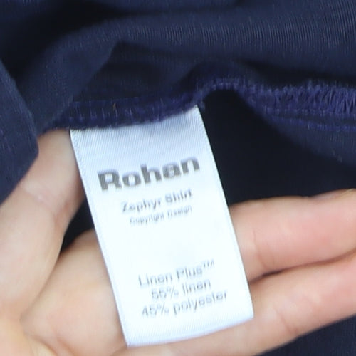 Rohan Men's Blue Linen Blend Short Sleeve Button-Up Shirt XL
