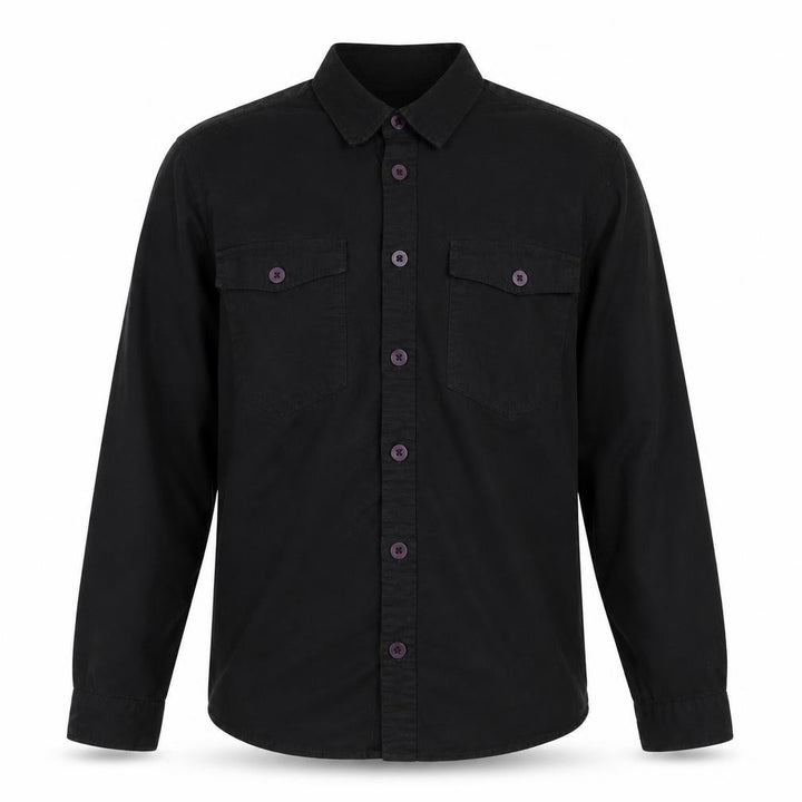 Topman Men's Black Cotton Long Sleeve Regular Fit Button-Up Shirt L