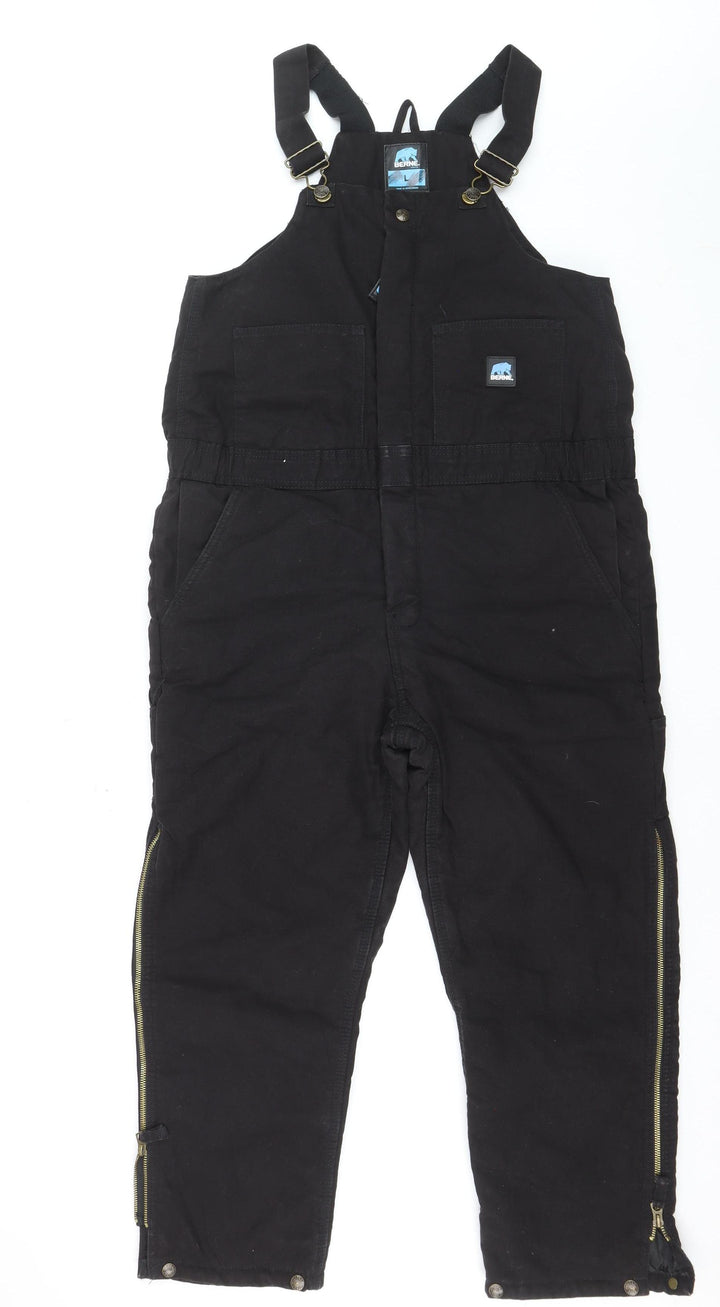 Berne Youth Black Insulated Snow Pants Lined Outdoor Bib Trousers Teen L