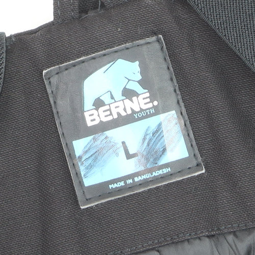 Berne Youth Black Insulated Snow Pants Lined Outdoor Bib Trousers Teen L