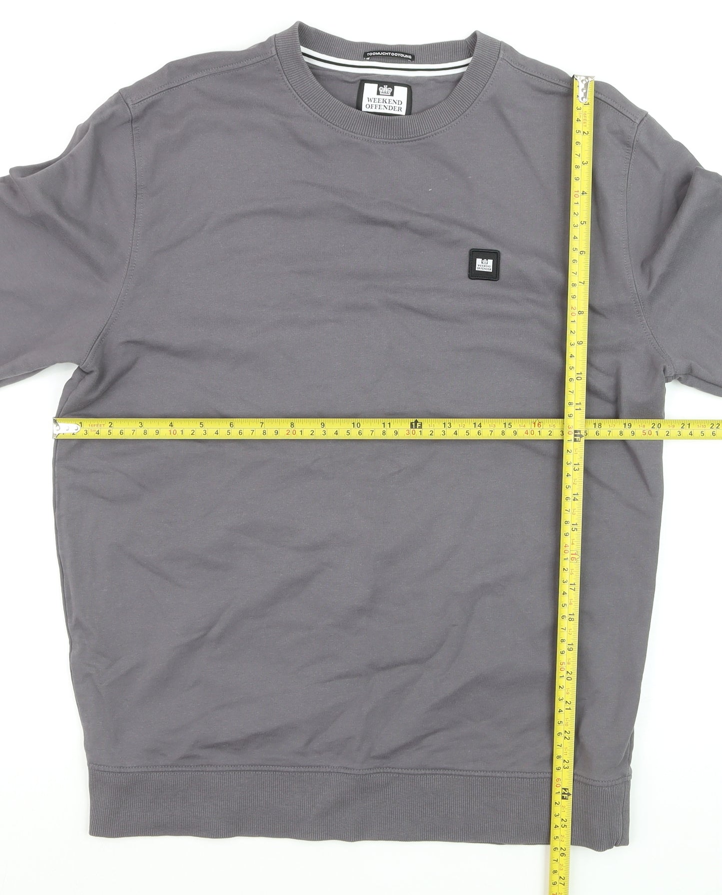 Weekend Offender Men's Grey Regular Fit Cotton Crew Neck Sweatshirt M