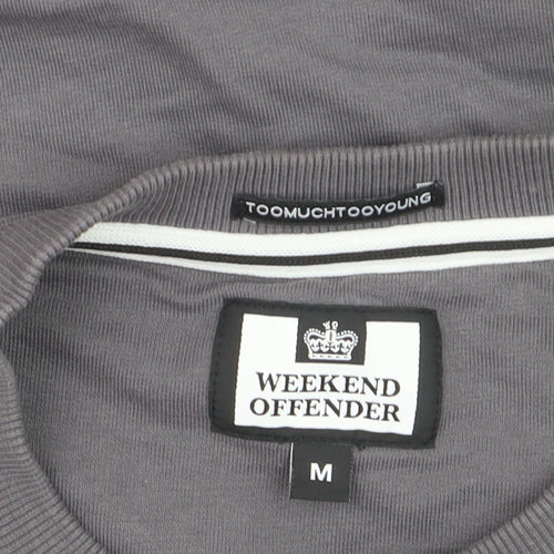 Weekend Offender Men's Grey Regular Fit Cotton Crew Neck Sweatshirt M
