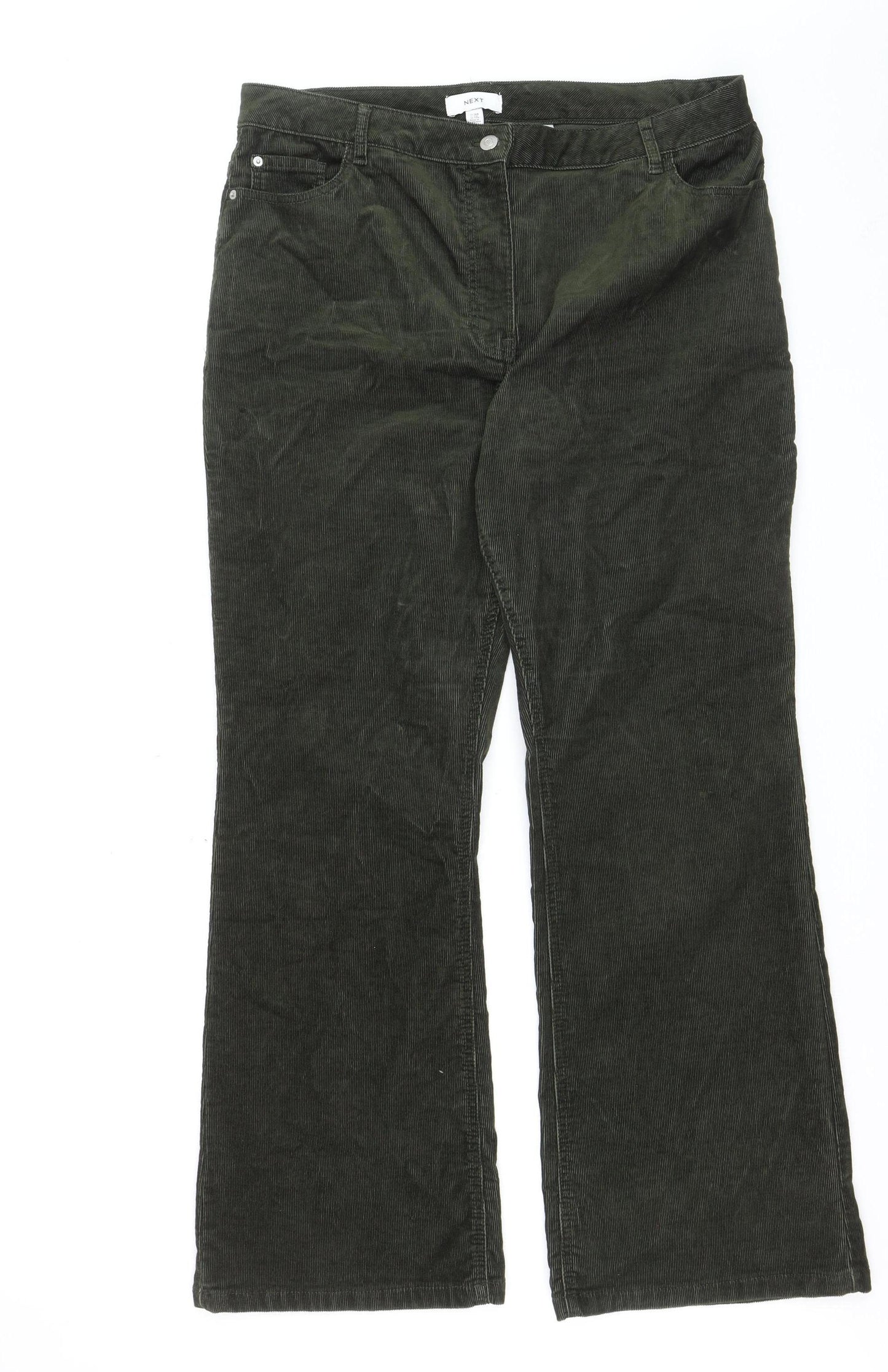 Next Men’s Green Corduroy Straight Trousers Size 16 Regular