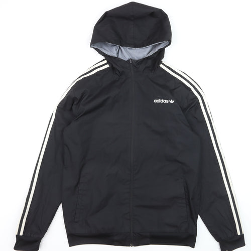 Adidas Men's Black Windbreaker Hooded Jacket L