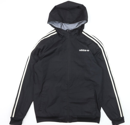 Adidas Men's Black Windbreaker Hooded Jacket L
