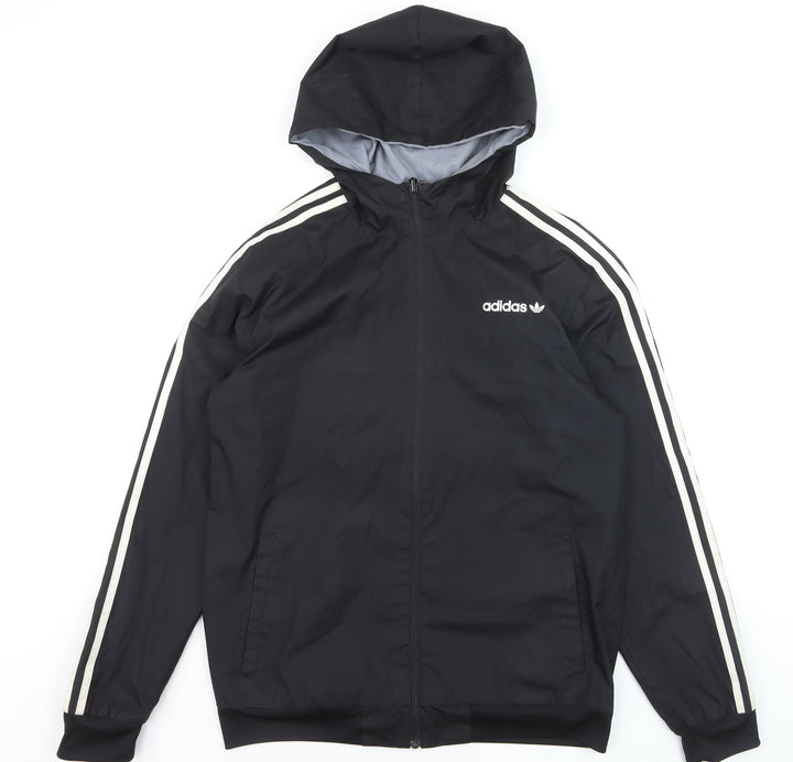 Adidas Men's Black Windbreaker Hooded Jacket L