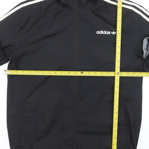Adidas Men's Black Windbreaker Hooded Jacket L