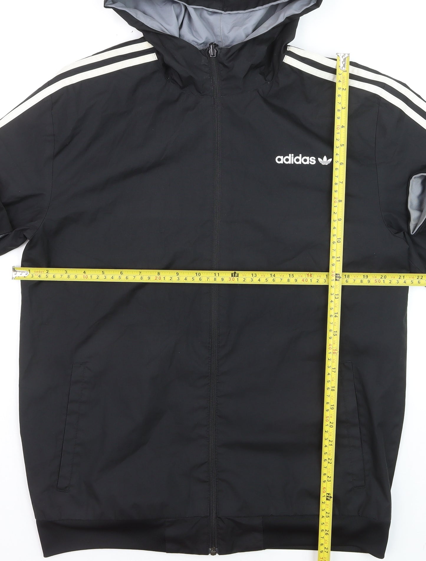 Adidas Men's Black Windbreaker Hooded Jacket L