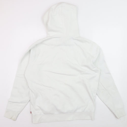 Levi's Men's White Pullover Hoodie Size M Graphic Logo Fleece