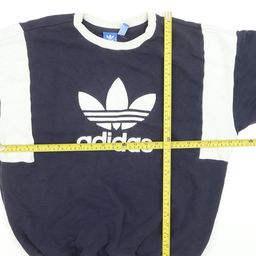 Adidas Womens Navy White Logo Sweatshirt Size 12 Crew Neck Pullover