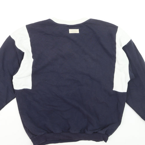 Adidas Womens Navy White Logo Sweatshirt Size 12 Crew Neck Pullover