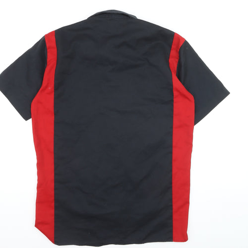 Dickies Men Black Red Short Sleeve Colourblock Work Shirt M