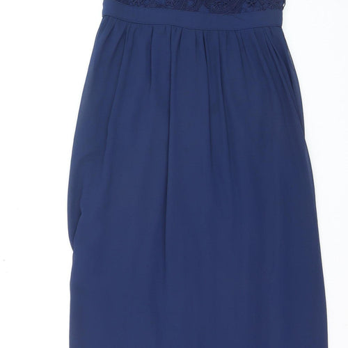 Lipsy Women’s Blue Lace Halter Knee Length Bodycon Dress UK 10
