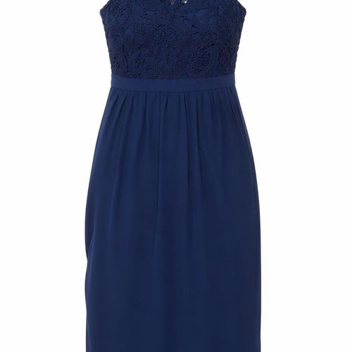 Lipsy Women’s Blue Lace Halter Knee Length Bodycon Dress UK 10