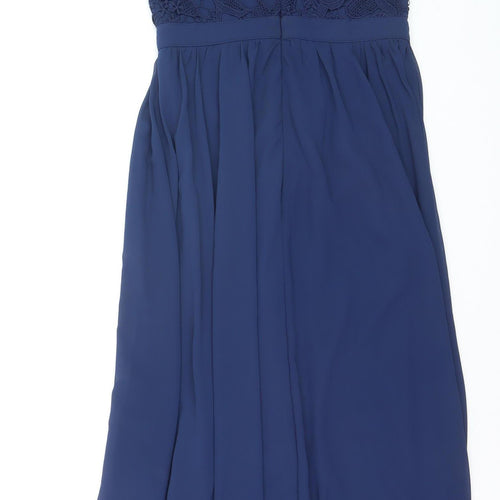 Lipsy Women’s Blue Lace Halter Knee Length Bodycon Dress UK 10