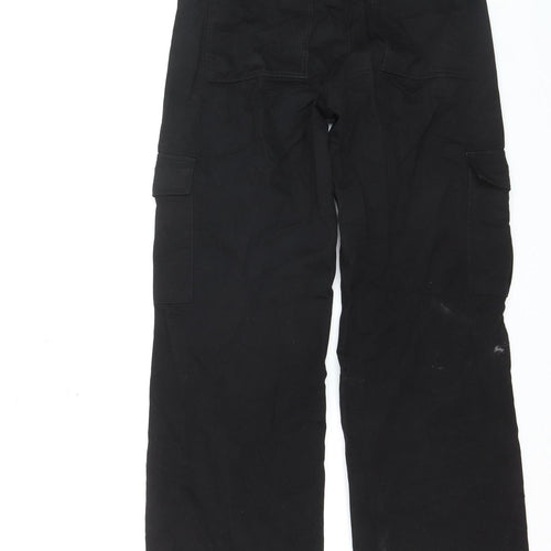 Pull & Bear Men's Black Cargo Trousers Size S Regular Cotton