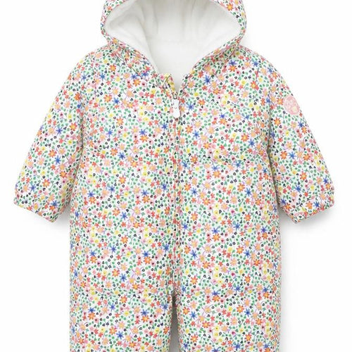Baby GAP Unisex Multicoloured Floral Puffer Snowsuit 12-18 Months Hooded Winter Outerwear
