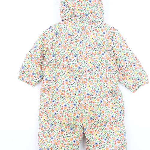 Baby GAP Unisex Multicoloured Floral Puffer Snowsuit 12-18 Months Hooded Winter Outerwear