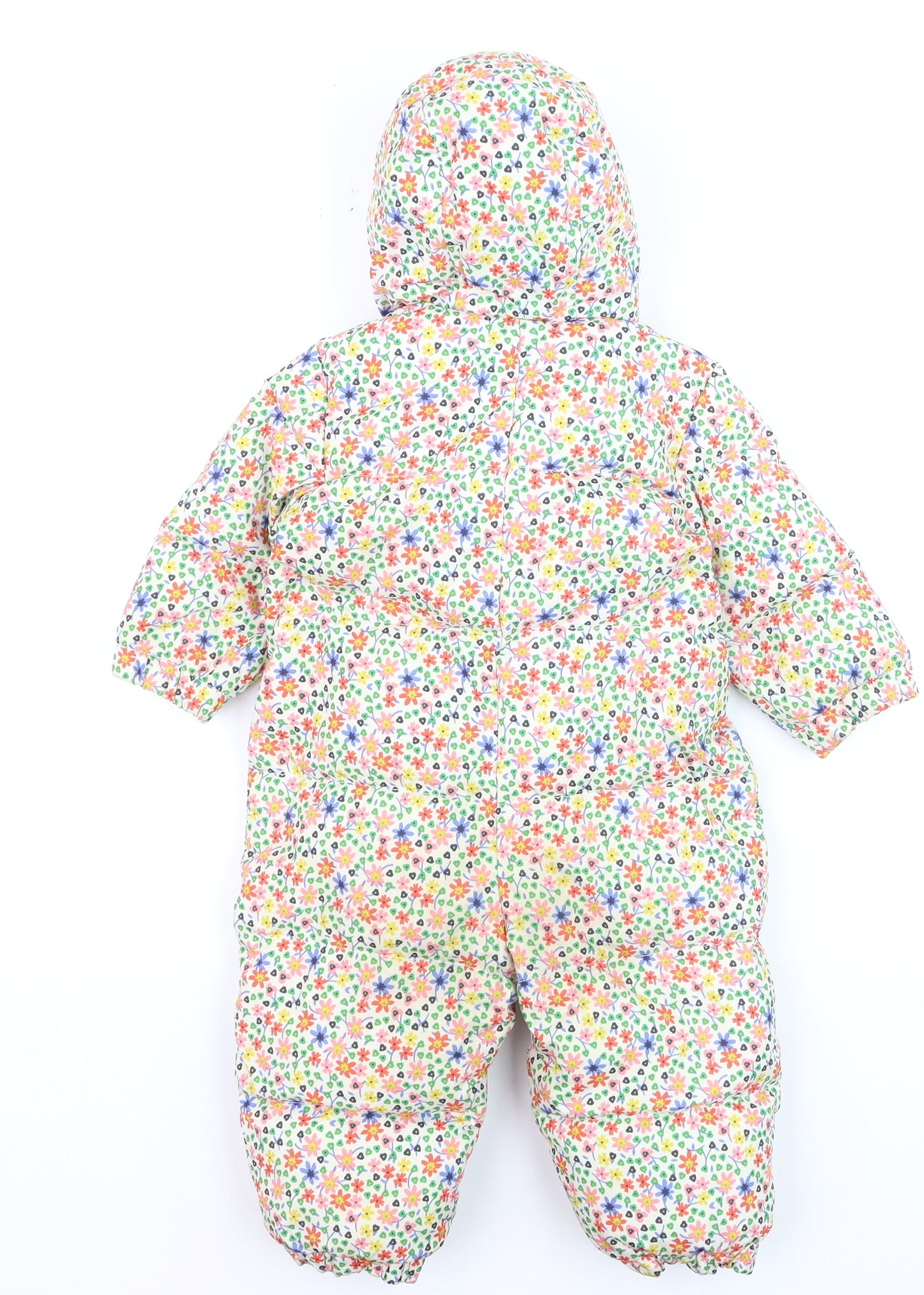 Baby GAP Unisex Multicoloured Floral Puffer Snowsuit 12-18 Months Hooded Winter Outerwear