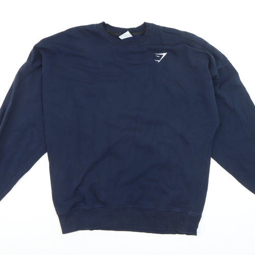 Gymshark Mens Navy Blue Crew Neck Pullover Sweatshirt S