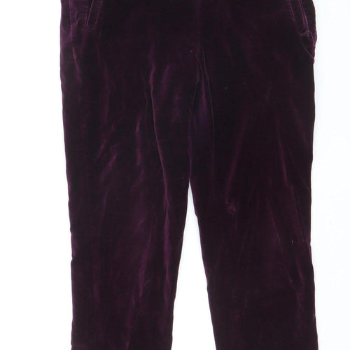 Fat Face Women's Purple Velvet Ankle Zip Trousers UK 8 Regular