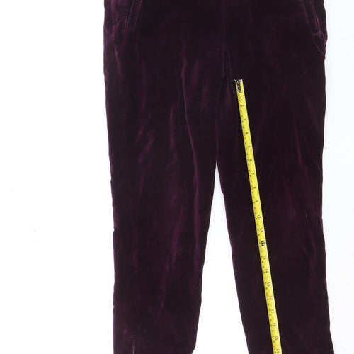Fat Face Women's Purple Velvet Ankle Zip Trousers UK 8 Regular