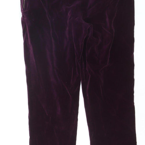 Fat Face Women's Purple Velvet Ankle Zip Trousers UK 8 Regular