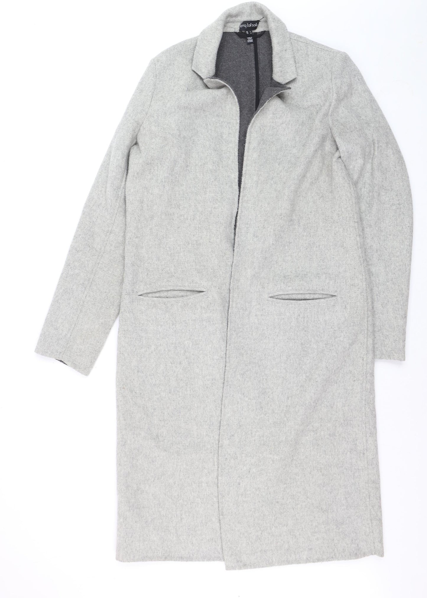 Long Tall Sally Women's Grey Wool Blend Long Overcoat Size 12