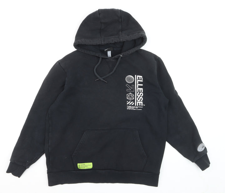Ellesse Men's Black Pullover Hoodie M Regular Fit Graphic Logo