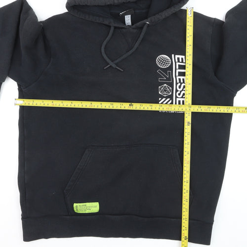 Ellesse Men's Black Pullover Hoodie M Regular Fit Graphic Logo
